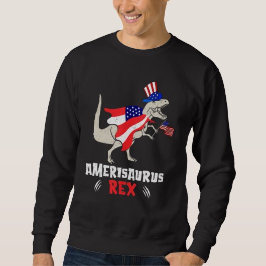 Amerisaurus Rex American Flag 4th of July T Rex Di Trui (Voorkant)