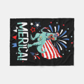 Amerisaurus Rex American Flag Independence Day Mer Fleece Deken (Voorkant (Horizontaal))