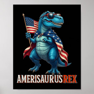 Amerisaurus T Rex dinosaurus 4 juli Amerikaanse FL Poster