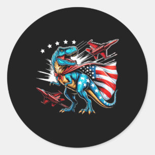 Amerisaurus T-rex Patriottische Jongens Meisje 4 j Ronde Sticker