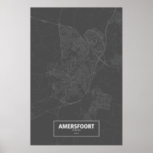 Amersfoort, Nederland (wit op zwart) Poster