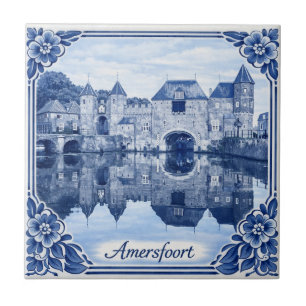 Amersfoort tegel in Delfts Blauw stijl Tegeltje