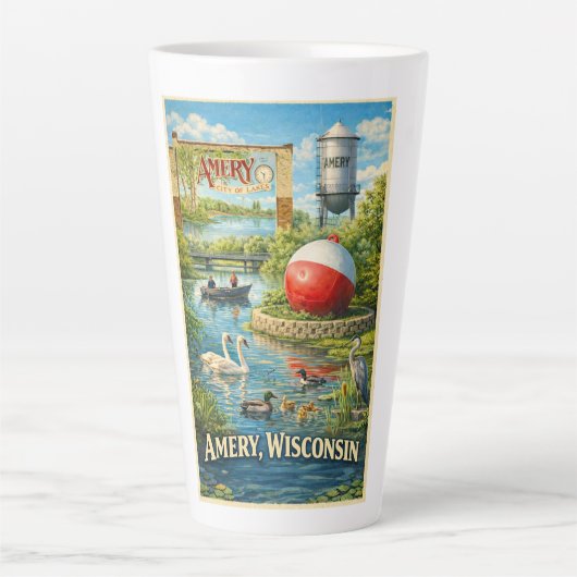 Amery, Wisconsin City of Lakes Latte Mug (Devant)
