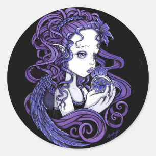 "Amethist" Crystal Ball Angel Art Stickers