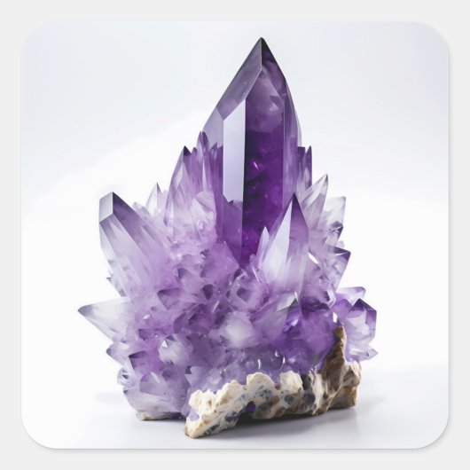 Amethist Crystal Cluster Paarse edelsteen Vierkante Sticker (Voorkant)