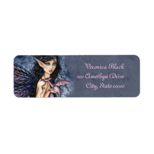 Amethist Draak Fee Fantasie Kunst Labels
