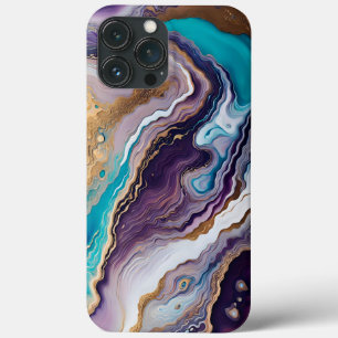 Amethist en Turquoise Abstract iPhone 13 Pro Max Hoesje