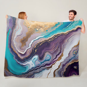 Amethist en Turquoise Abstract Fleece Deken