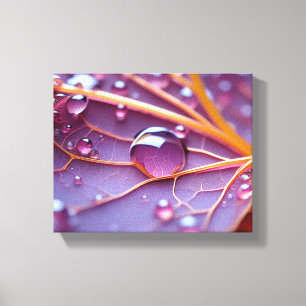 Amethist Jewel: Regendruppels op een Paarse blad Canvas Afdruk