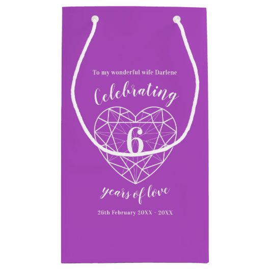 Amethist Jubileum 6 jaar liefde geschenktas Klein Cadeauzakje (Achterkant)