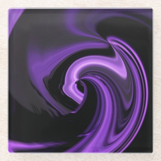 Amethist Paarse Abstracte Hart Glazen Onderzetter (Voorkant)