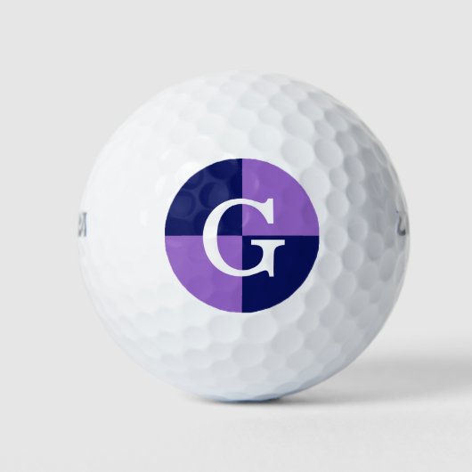 Amethist Paarse Navy Blue LG Checker Monogram Golfballen (Voorkant)