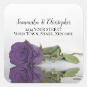 Amethist Paarse Roos groot trouwadreslabel Vierkante Sticker (Voorkant)