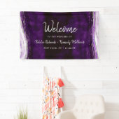 Amethist Paarse & Silver Geode bruiloft Welkom Spandoek (Insitu)