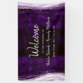 Amethist Paarse & Silver Geode bruiloft Welkom Spandoek (Verticaal)