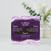 Amethist Paarse & Zilveren Geode Agaat Vierkant di Menu (Staand voorkant)