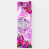 Amethist Raspberry Bloemen Bruiloft Spandoek (Verticaal)
