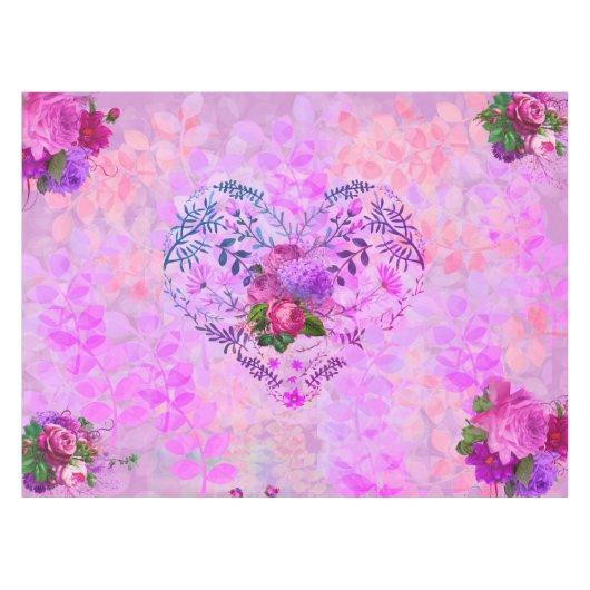 Amethist Raspberry Bloemen Bruiloft Tafelkleed (Voorkant (Horizontaal))