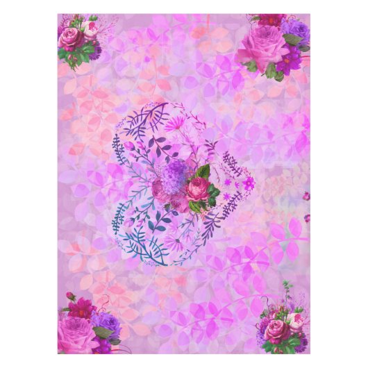 Amethist Raspberry Bloemen Bruiloft Tafelkleed (Voorkant)