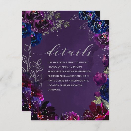 Amethist saffier juweel Toon bruiloft Details Blad Informatiekaartje (Voorkant / Achterkant)