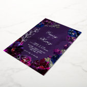 Amethist Sapphire Jewel Tones Achternamen Bruiloft Folie Uitnodiging (Gedraaid)