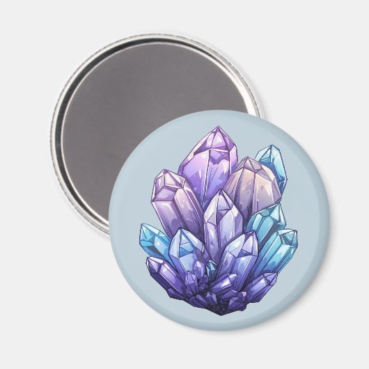 Amethyst and Aqua Crystal Cluster Art Magnet (Recto/Verso)
