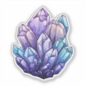 Amethyst and Aqua Crystal Cluster Art Sticker (Devant)