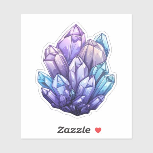 Amethyst and Aqua Crystal Cluster Art Sticker (Feuille)