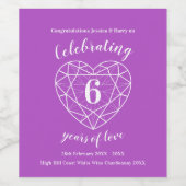 Amethyst anniversaire 6 ans d'amour vin étiquettes (Étiquettes simples)
