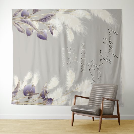 Amethyst Anthurium Ivory Pampas Grass Wandkleed (In Situ (horizontaal))