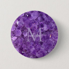 Amethyst Birthstone Monogram Personalized Name Ronde Button 5,7 Cm