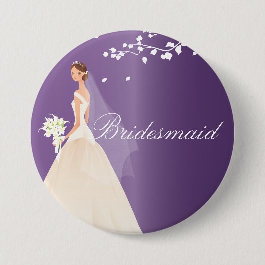 Amethyst Bride Bridesmaid Bridal Party Button (Voorkant)