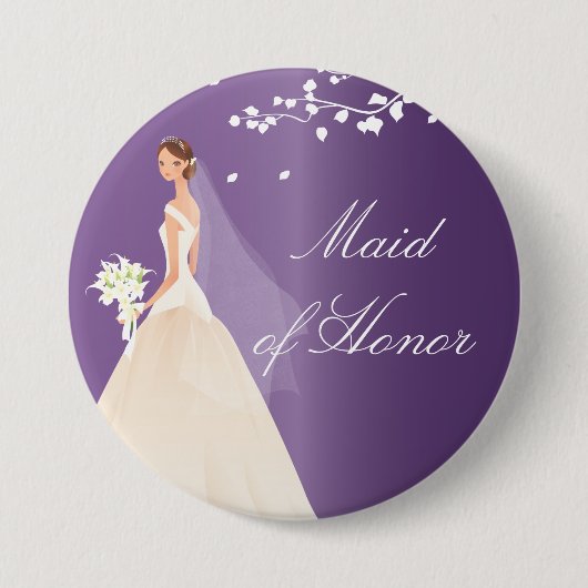 Amethyst Bride Maid of Honor Bridal Party Button (Voorkant)