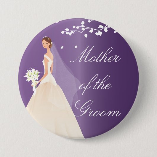 Amethyst Bride MOG Bridal Party Button (Voorkant)