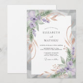 Amethyst Champagned blad Bruiloft Kaart (Voorkant / Achterkant)
