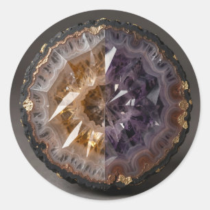 Amethyst Citrien Gespleten Geode Kristal Luxe Ronde Sticker
