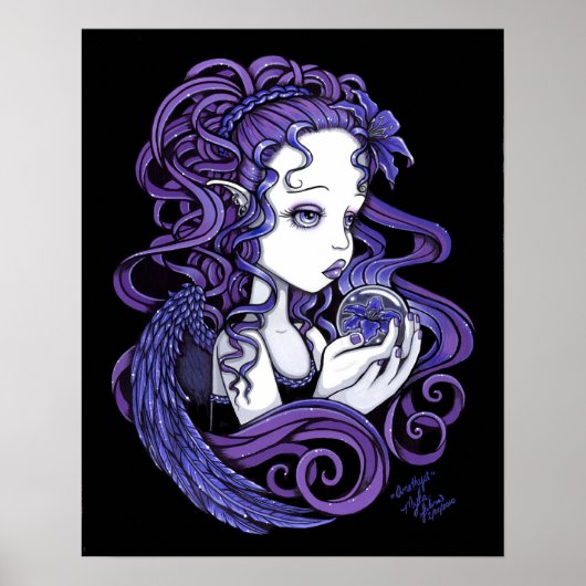 "Amethyst" Crystal Ball Angel Art Poster (Voorkant)