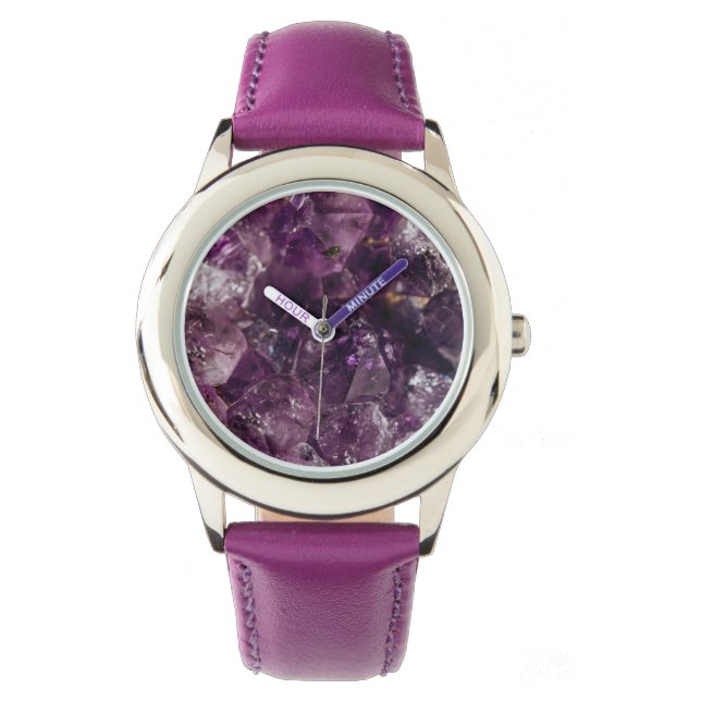 Amethyst Crystal Energy Amethyst Quartz Horloge (Voorkant)
