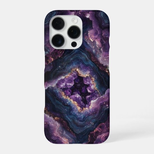 Amethyst Crystal Geode Druzy Faux 3D Stone iPhone Hoesje (Achterkant)
