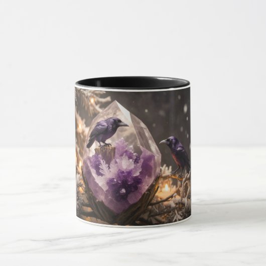 Amethyst Crystal - Kraaien Blackbird Ravens Mok (Midden)