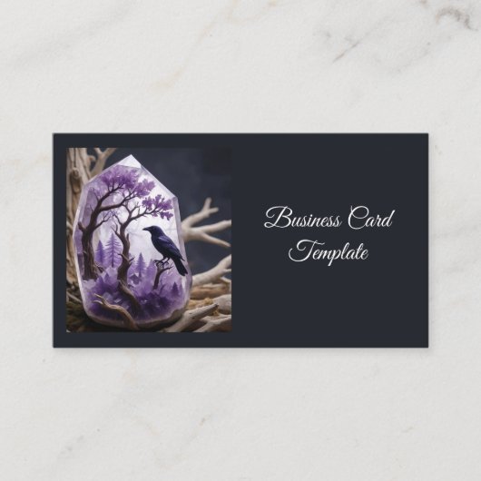 Amethyst Crystal - Kraaien Blackbird Ravens Visitekaartje (Voorkant)