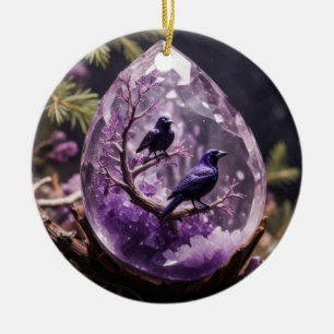 Amethyst Crystal - Kraaien Ravens Kerst Ornament