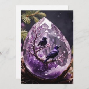 Amethyst Crystal - Kraaien Ravens Kerstmis Feestdagenkaart