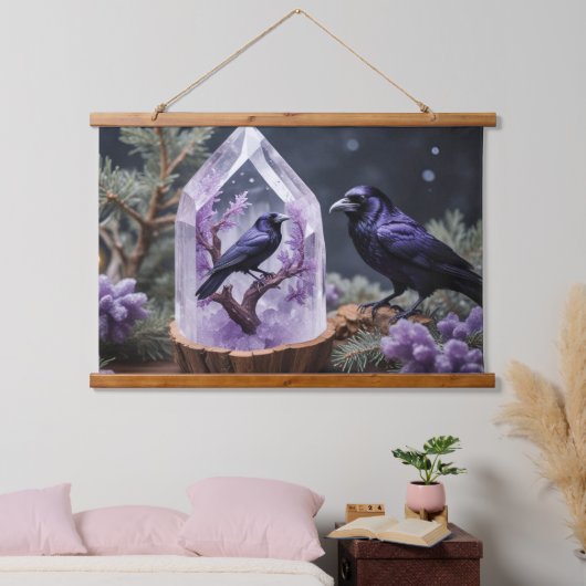 Amethyst Crystals Crows Blackbirds Hangend Wandkleed (Slaapkamer)