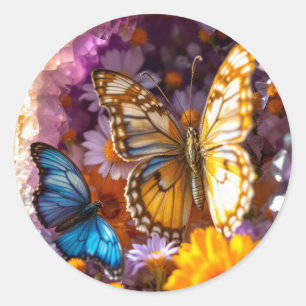 Amethyst Crystals Garden Butterfly Ronde Sticker