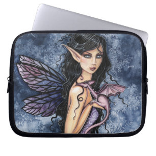 Amethyst Dragon Paars Fairy Fantasy Art Laptop Sleeve