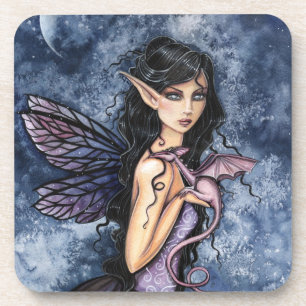 Amethyst Dragon Paars Fairy Fantasy Art Onderzetter