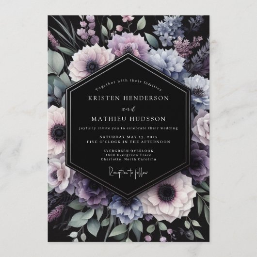 Amethyst Duskbloom Bruiloft Kaart (Voorkant)