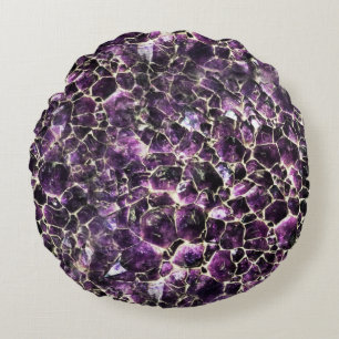 Amethyst Edelsteen Kristal Print Rond Kussen