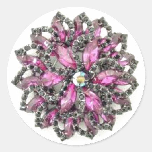 Amethyst en Black Diamonds Brooch Ronde Sticker (Voorkant)